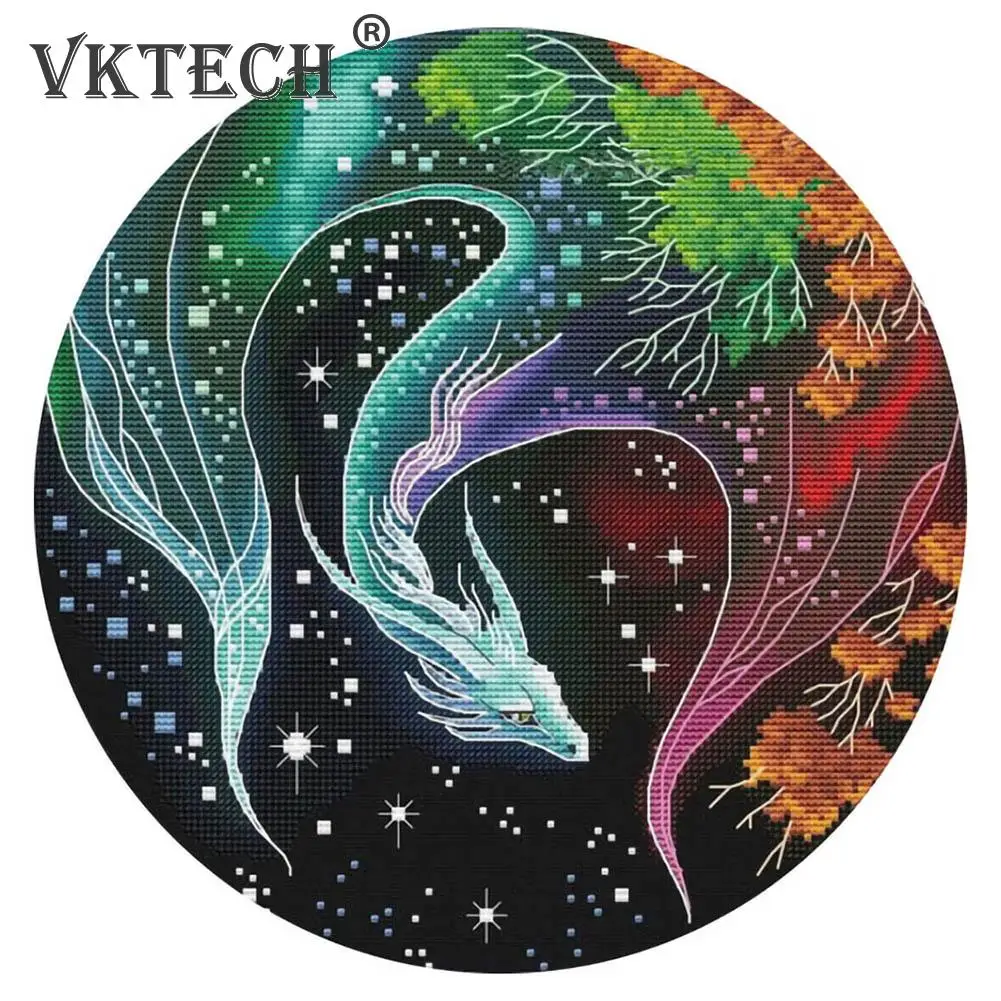 

11CT Needlework Dragon Patterns Series Handcrafts Cross Stitch Kits Stamped Embroidery Canvas Sets for Wall Decoration