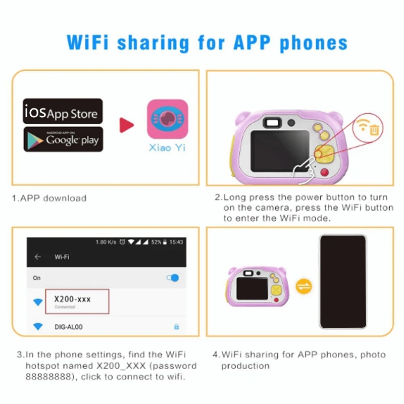 Детская камера Wi Fi 2 Дюймовая HD цифровая Двойная автофокус и со вспышкой