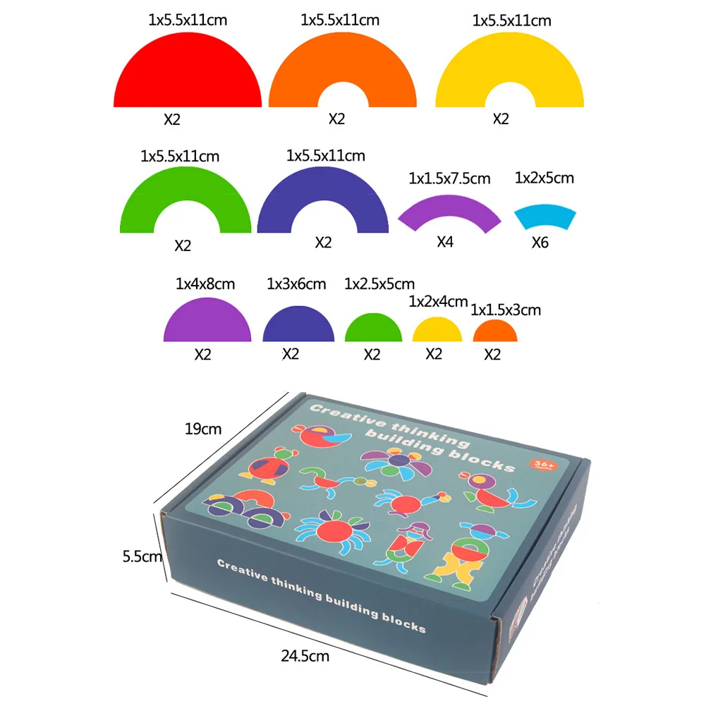 

Children's Building Blocks Fun Puzzle Thickening 3D Assembling Wooden Toys Various Assembling Patterns Colorful Building Blocks