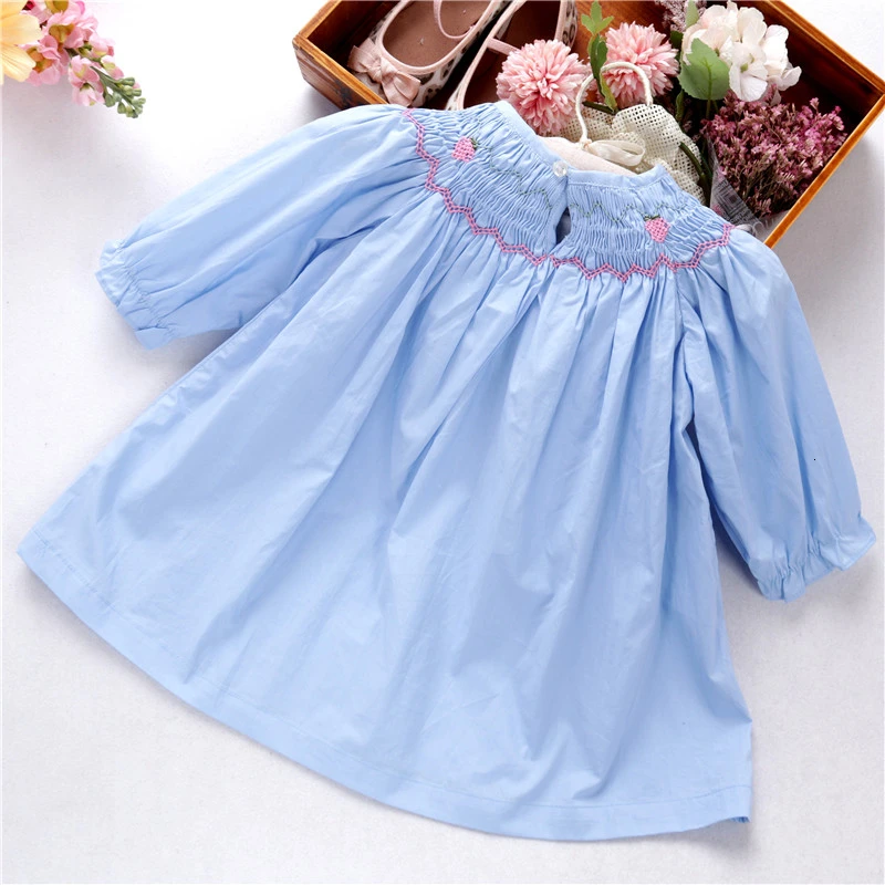 summer smocked dresses for girls dress bishop handmade embroidery princess wedding pink boutiques children's clothing L19112750 | Детская
