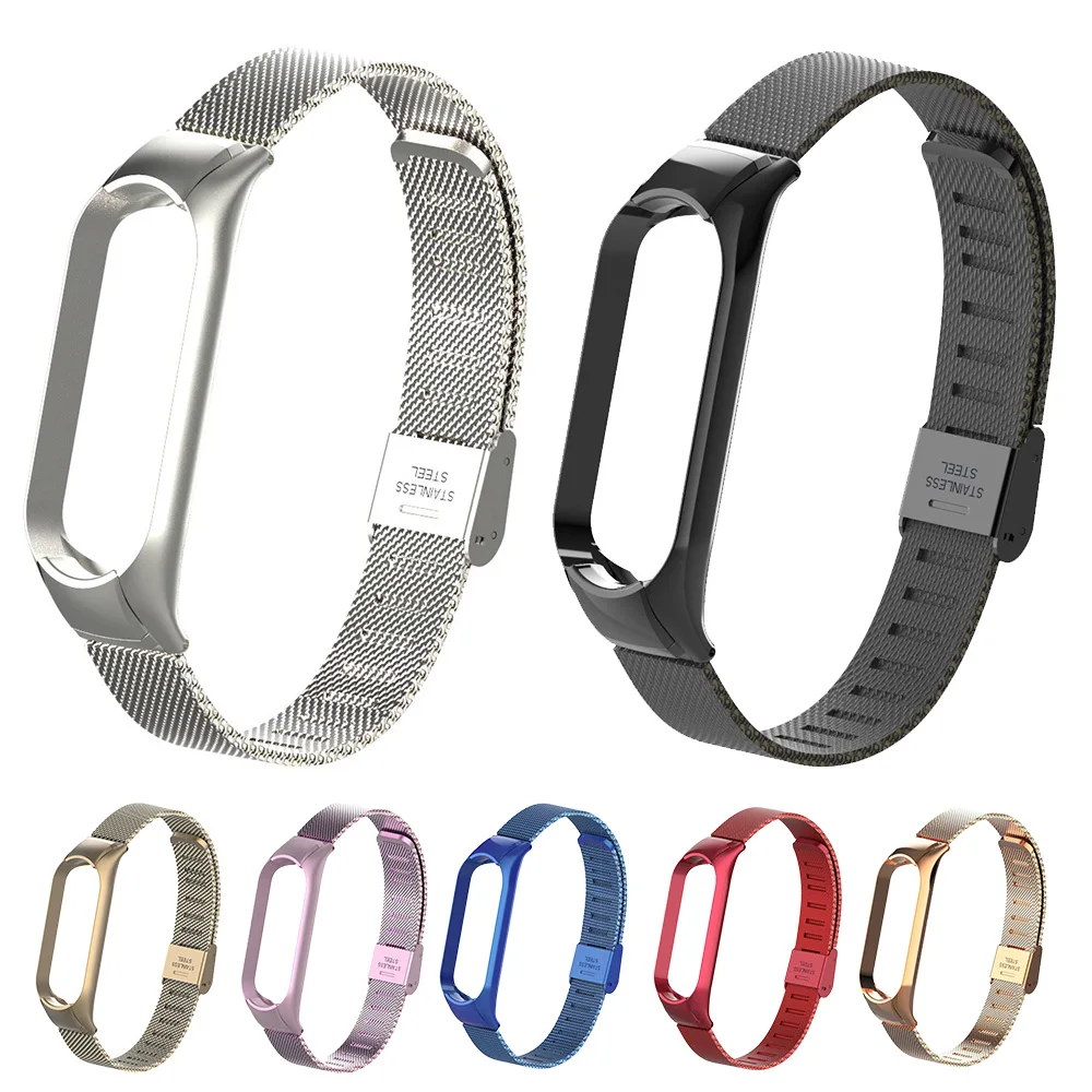 Металлический ремешок для Xiaomi Mi band 5 4 3 браслет металлический из нержавеющей