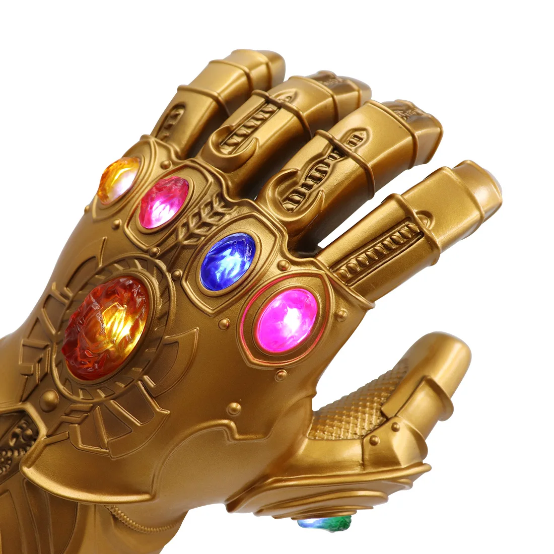 [ตลก] Infinity War Infinity Gauntlet LED Light Thanos ถุงมือคอสเพลย์ Action Figure เด็กของเล่น