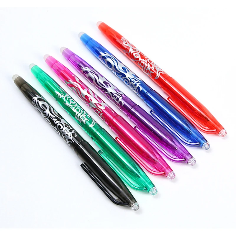 

6 pcs/lot Erasable Ballpoint Pen Blue Black Red Colors Ink Refill Ball Pens Office School Student Stationery Writing Supplies