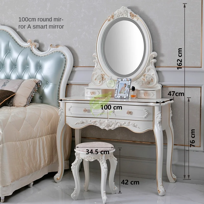 Современный минималистский туалетный столик для спальни резной с зеркалом