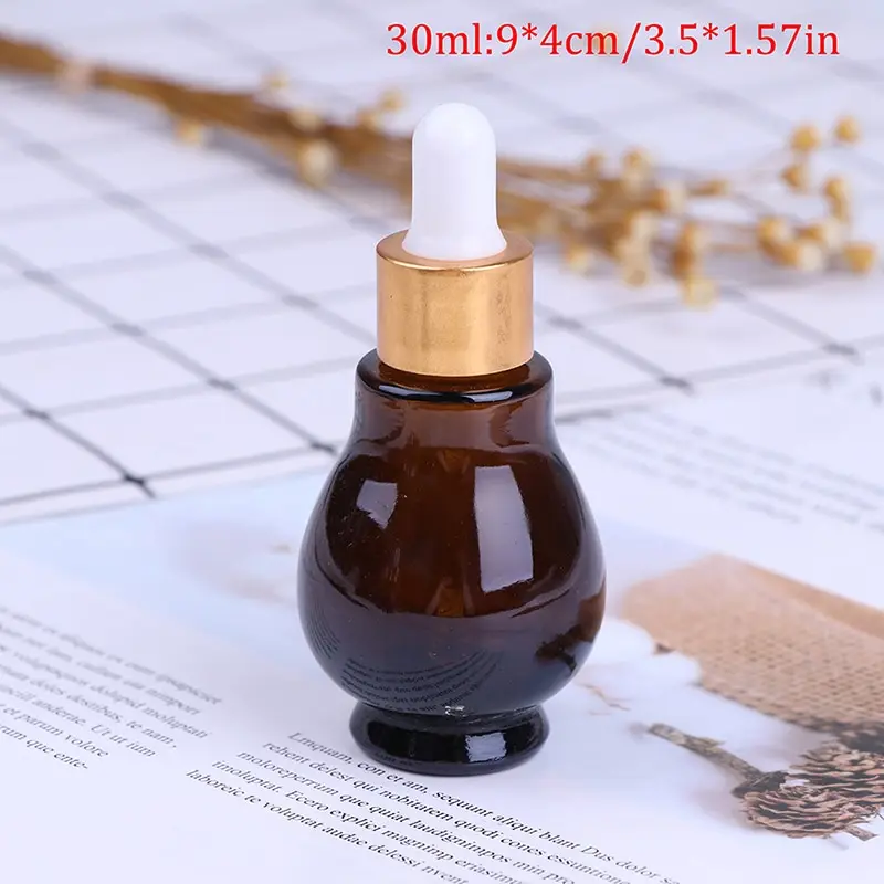 1PC Glass Refillable Container 10/20/30ml Amber Glass Dropper Bottle Essential Oil Perfume Bottles Empty Bottle
