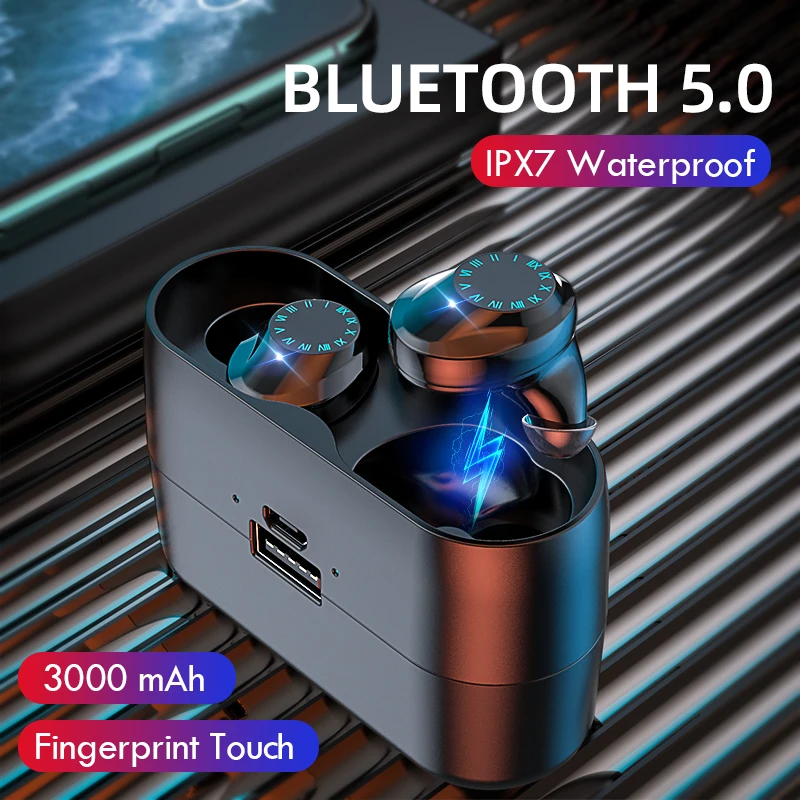 Беспроводные наушники Bluetooth 5 0 сенсорное управление IPX7 водонепроницаемые 3000 мАч