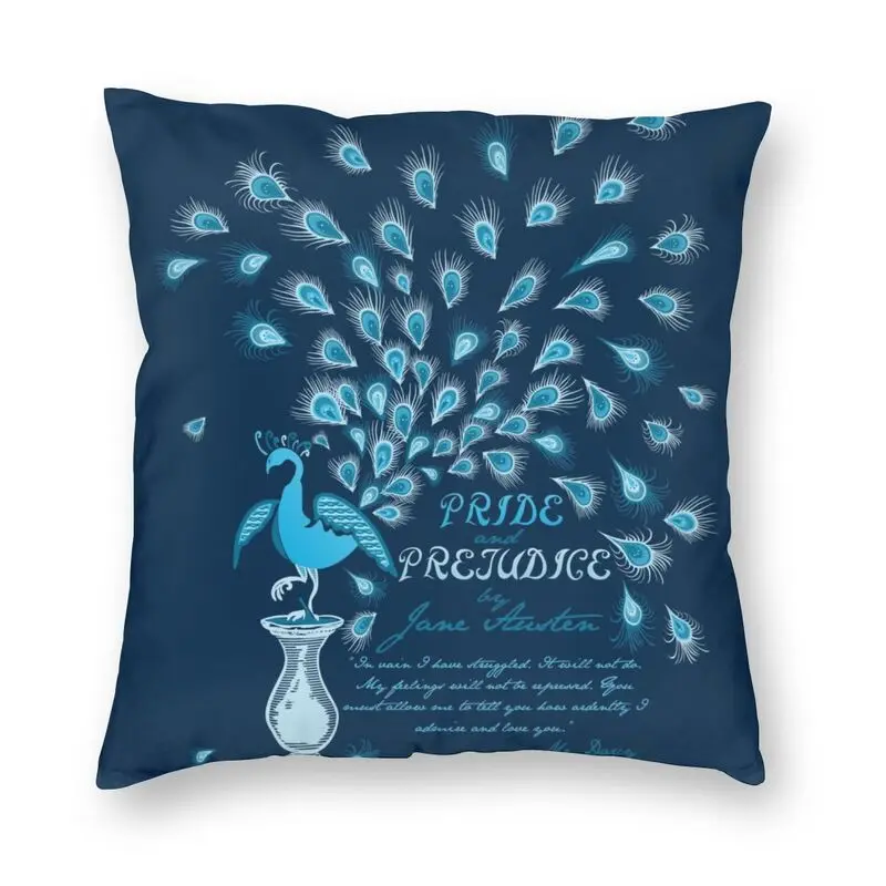 

Cool Paisley Peacock Feather Pillow Case Home Decor Double-sided Pride and Prejudice Jane Austen Cushion Cover for Living Room