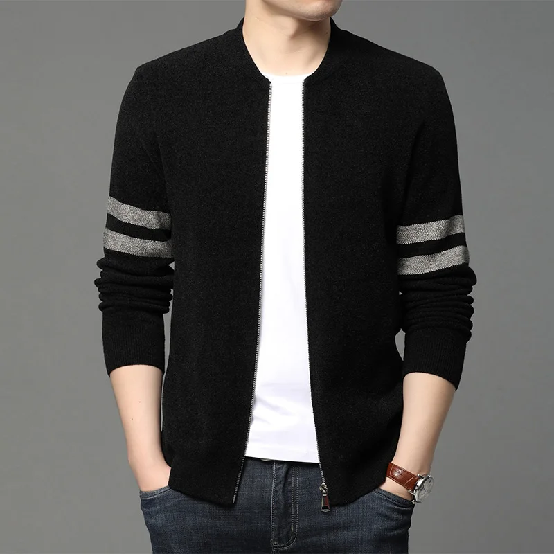 

2021 Spring Autumn Men's Sweaters Warm Long Sleeve Zipper Cardigan Sweaters Men Casual Knitwear Sweater Coat Male Clothes E192