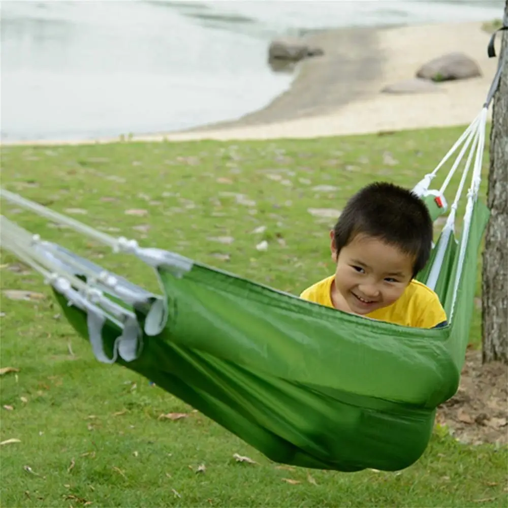 Прочный одиночный тканевый гамак для отдыха на открытом воздухе парашютный