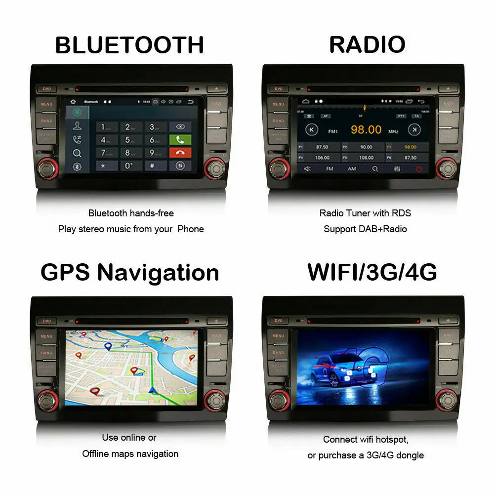 7 &quotAndroid 9 0 Bluetooth Автомобильный мультимедийный Радио DVD плеер 8-ядерный 4G gps NAVI WI-FI