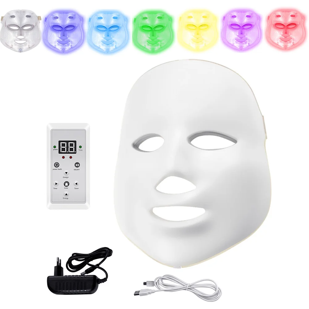NO-Neck mask 7 цветов светодиодный фотон Электрический светодиодный маска для лица с кожу шеи омоложение против морщин Acne фотона уход за кожей Красота маска - Цвет: NO-Neck mask