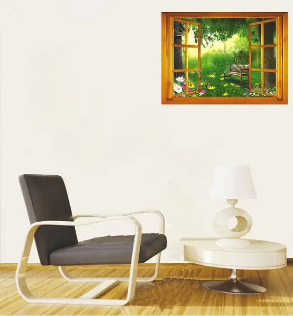 

Removable 3D wall stickers living room bedroom false window stickers