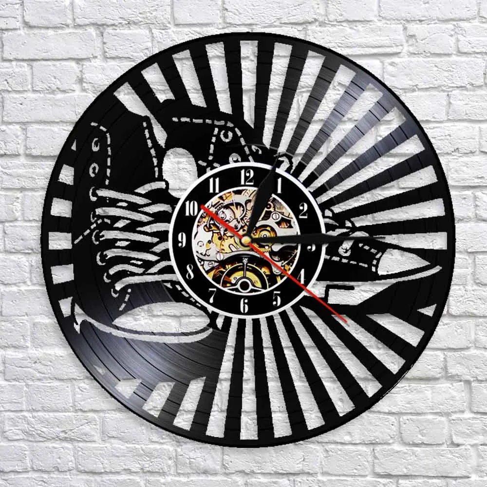 Кроссовки настенные модные кожаные холщовые для обуви виниловые записи часы