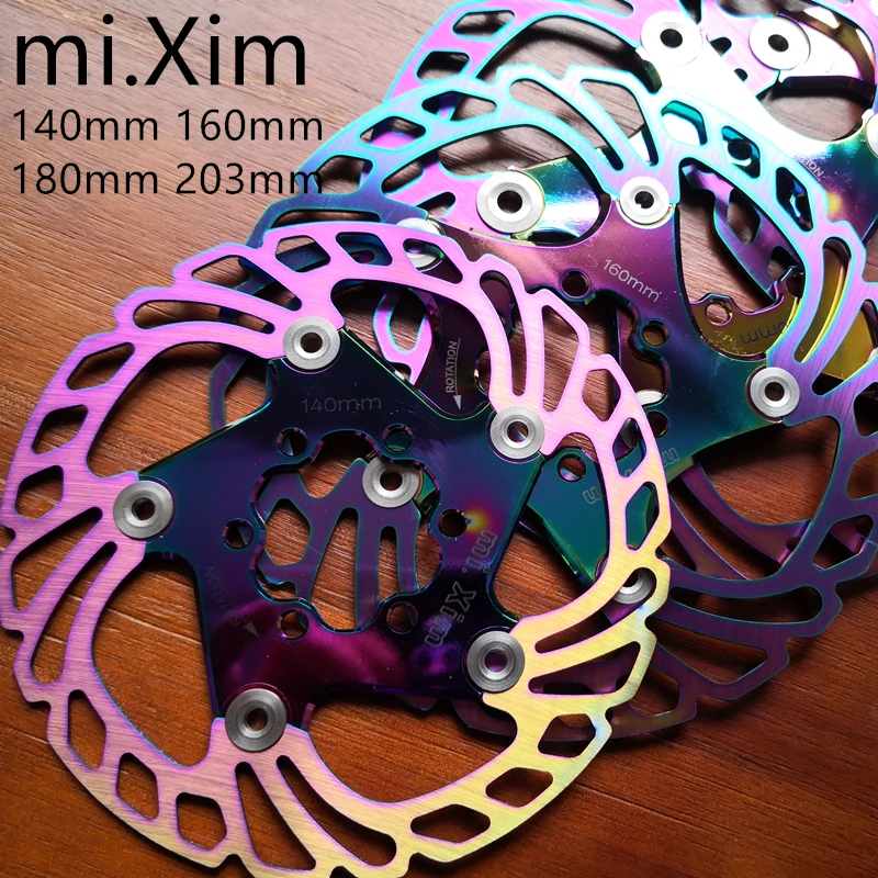 

2020 New 140/160/180/203mm Bicycle brake disc Road Floating Bicycle Brake Six Nail Disc for Mountain Bike Brake Rotors rainbow