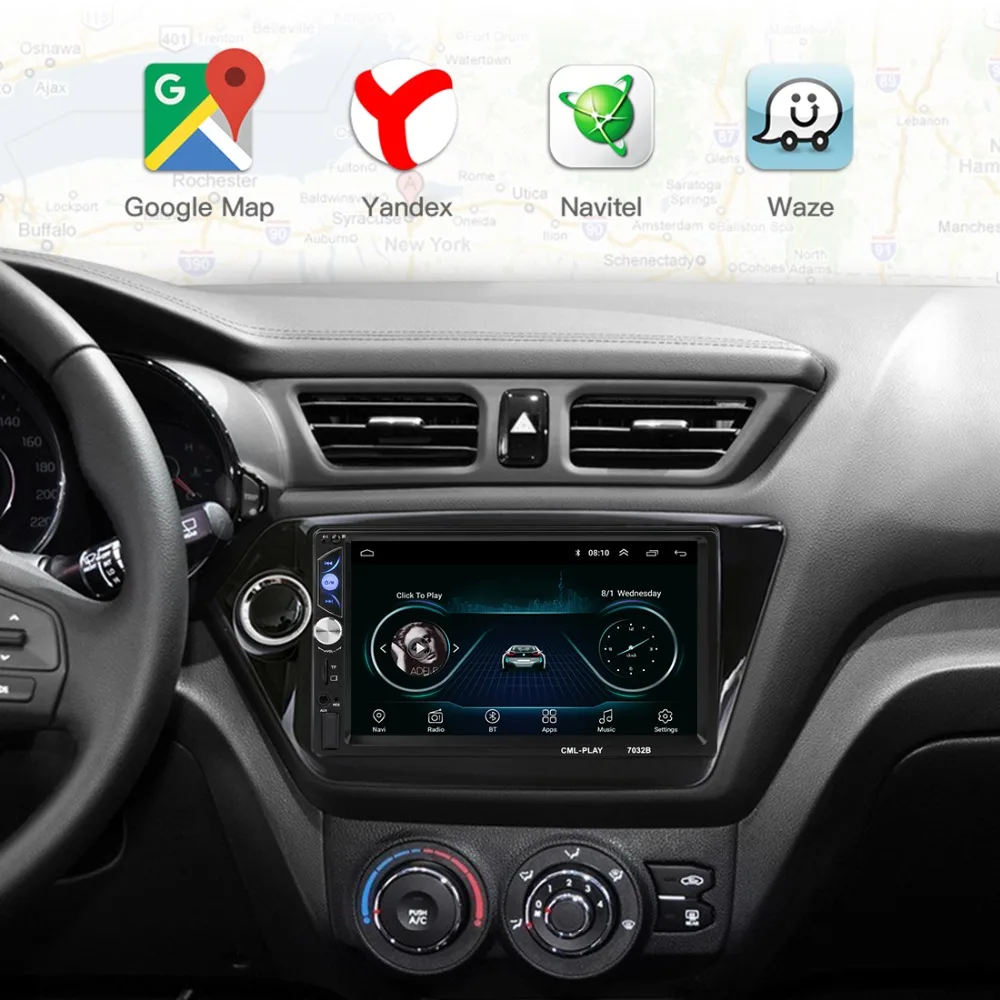 2 Din Android 8,1 автомобильный Радио Универсальный 7 дюймов HD сенсорный gps навигация Wifi Bluetooth Авторадио MirrorLink Мультимедиа DVD плеер