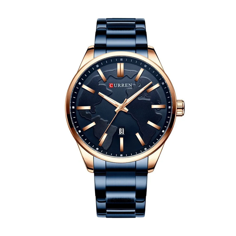 

Watch Men Waterproof Calendar Quartz Wrist Watch Business Alloy Case Stainless Steel Band Watch