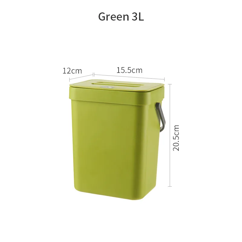 Green-3L 7л ванная комната настенный мусорный бак кухня мусорное ведро гостиная мусорное ведро туалет мусорные баки спальня ведро для мусора в скандинавском стиле - Цвет: Green-3L
