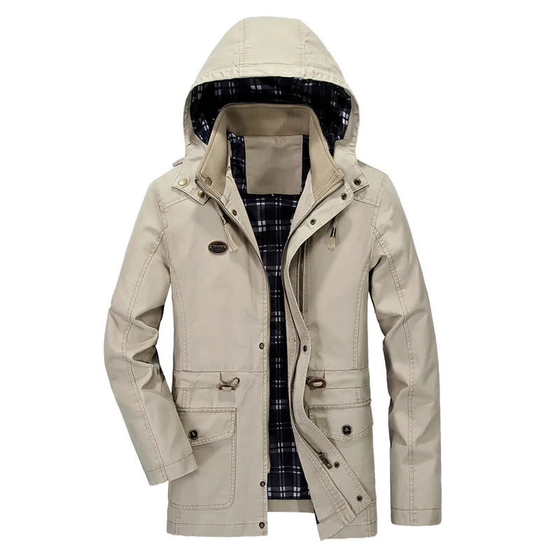 2019 Casual Cotton Jackets Men Hooded Military Cargo Tactical Combat Business Male Coat Clothing Khaki HX087 | Мужская одежда