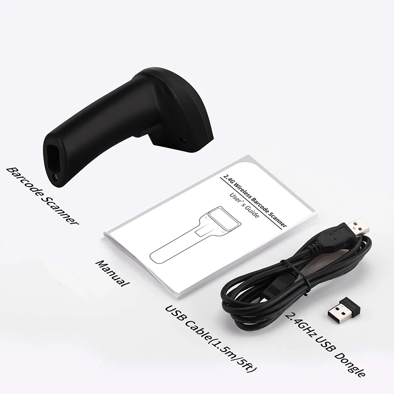 Беспроводной сканер штрих-кода 1D CCD с проводным подключением по USB памятью 16 Мб