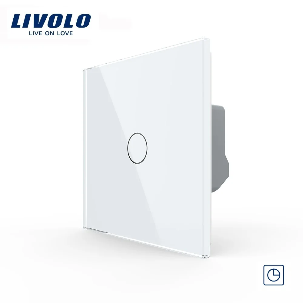 

2021 Livolo EU Standard Timer Switch(30s delay), AC 220~250V, Glass Panel, Light Touch Switch+LED Indicator,VL-C701T-11