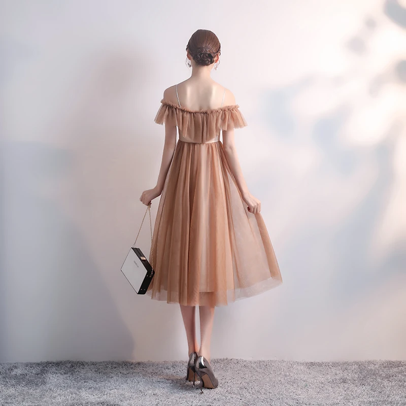 Платье подружки невесты цвета хаки элегантное платье длиной ниже колена размера