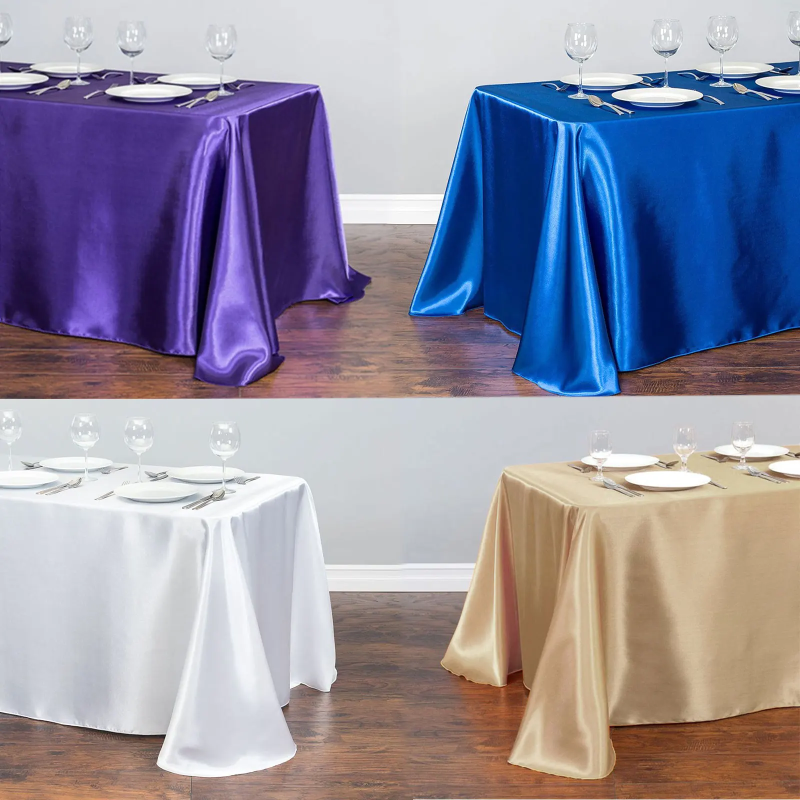 

1pcs Satin Table Cloth Table Topper Overlay Table Cover Tablecloth Birthday Wedding Banquet Hotel Festival Party Decoration Hot