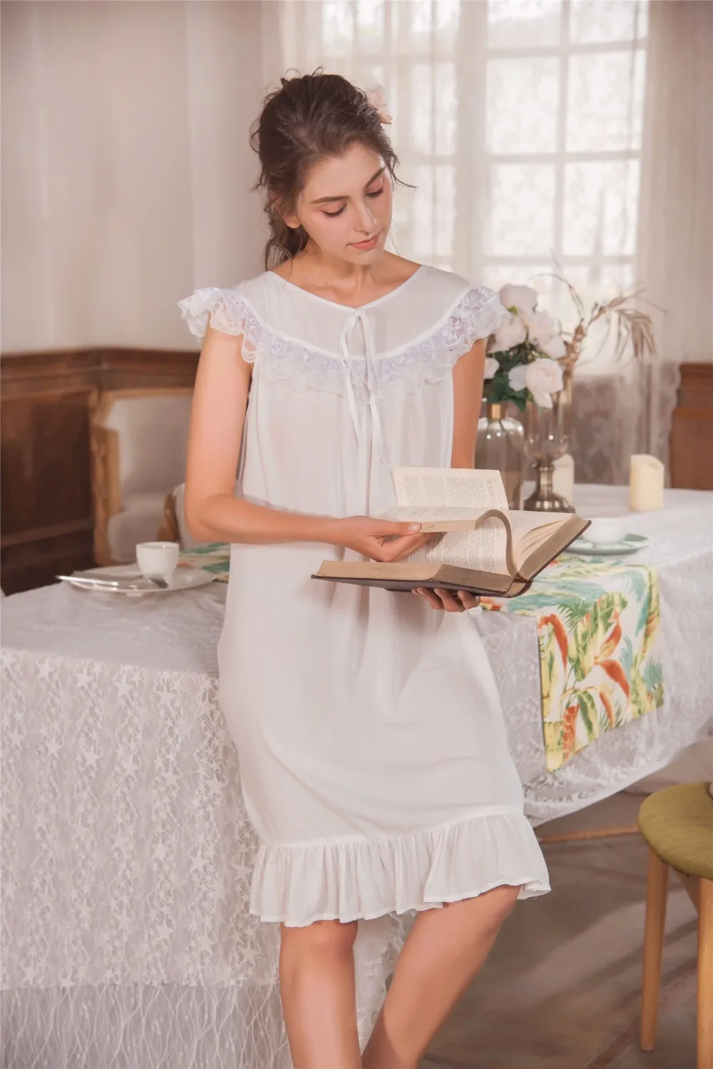 Ночная рубашка, женская пижама, короткое платье, хлопок, простая Домашняя одежда, летняя одежда для сна, женская ночная рубашка принцессы, летняя