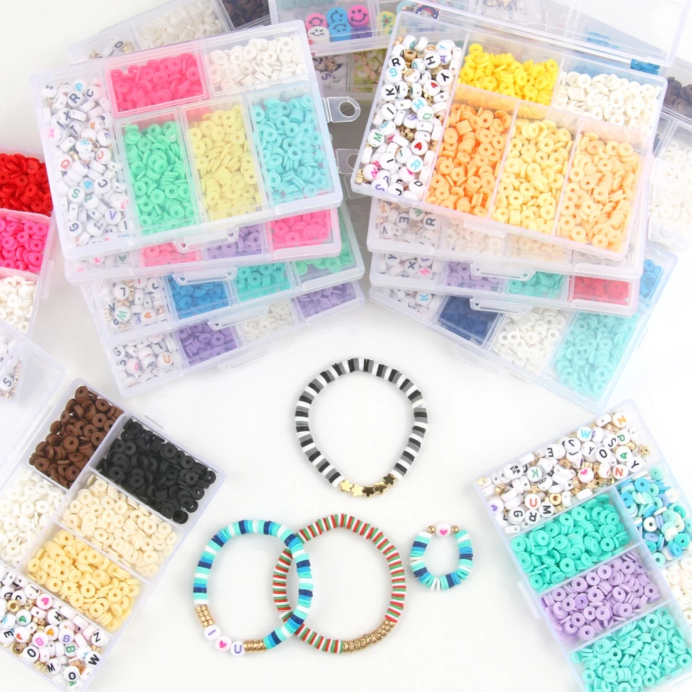 

15 Style Mix Polymer Clay Acrylic Jewelry Making Kits Soft Pottery Spacer ​Beads For Kids Girls Bracelet Necklace DIY Kits Sets