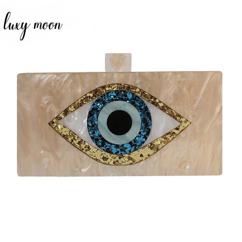 

Acrylic Clutch Bag Women's Evening Bag Champagne Hand Bag Wedding Party Purse Cartoon Eye Printing Shoulder Bags ZD1450
