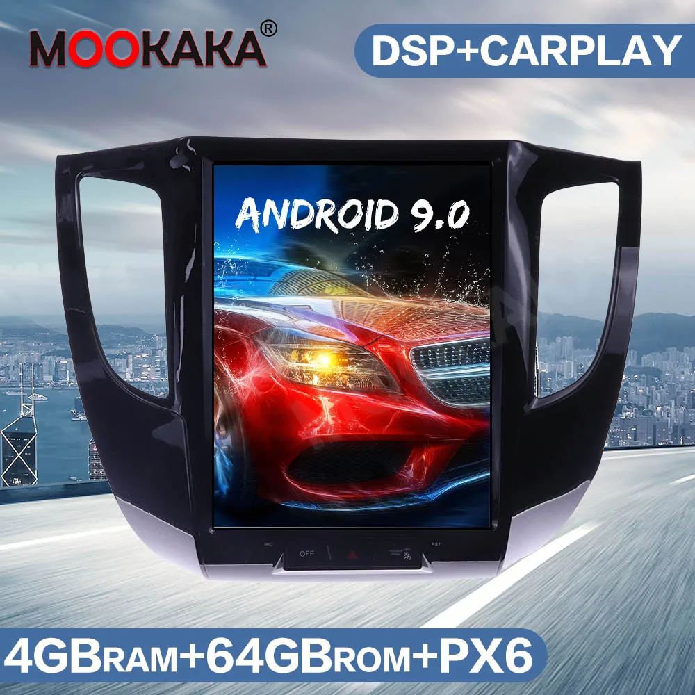 Автомобильный мультимедийный плеер PX6 экран Tesla Android 9 64 ГБ для Mitsubishi Triton L200 2016 2019