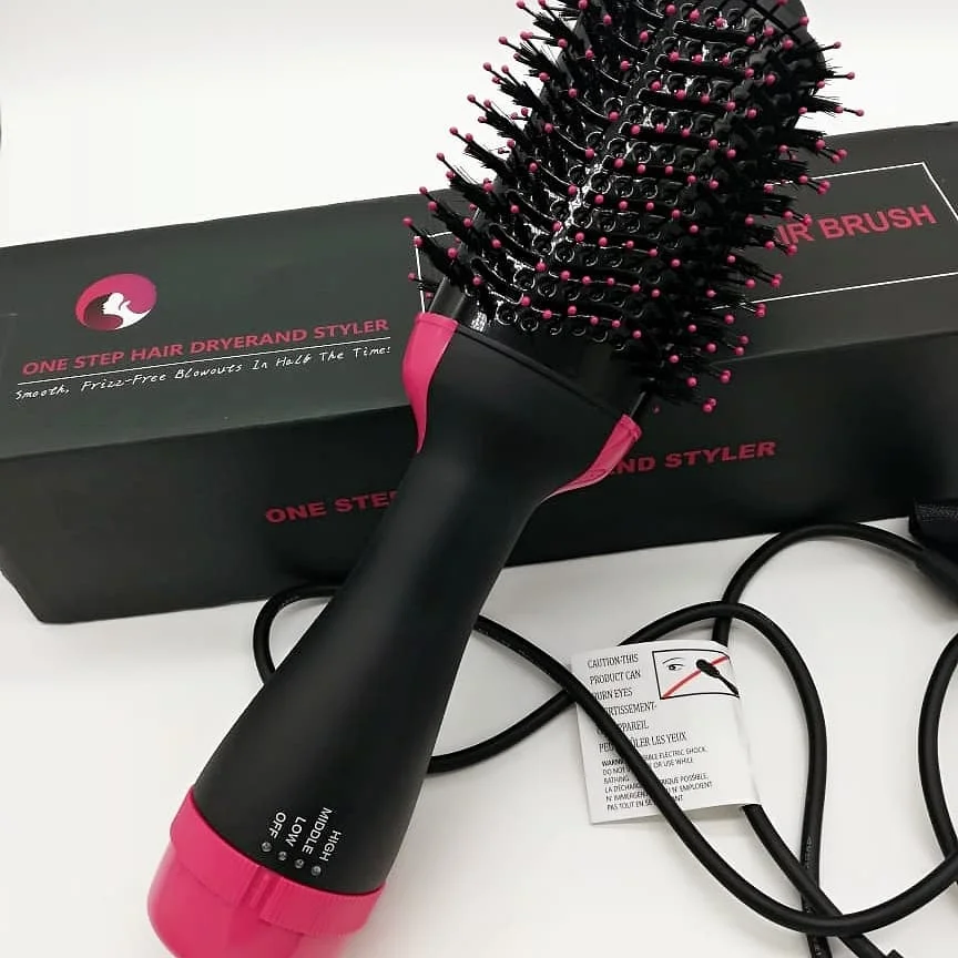 

2 in 1 One Step Hair Dryer Brush Hot Air Comb Volumizer Fashion Curler Flat iron Hair Straightener Styling Curling
