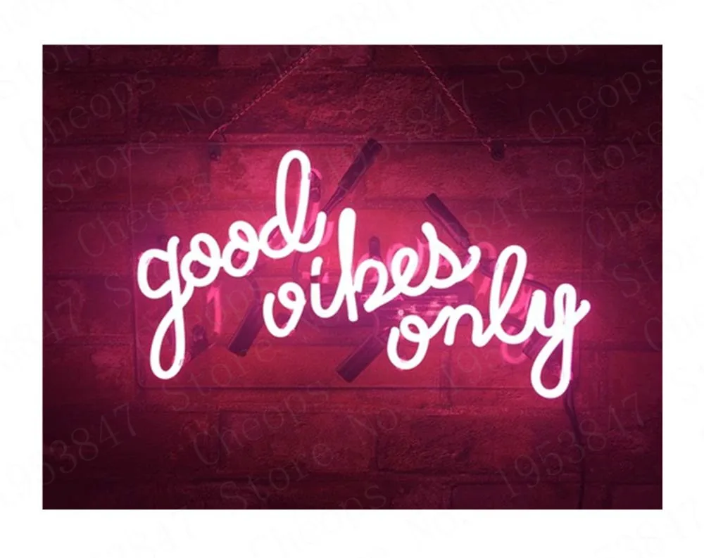 Розовые неоновые вывески Good Vibes Настоящая стеклянная трубка пивной бар паб