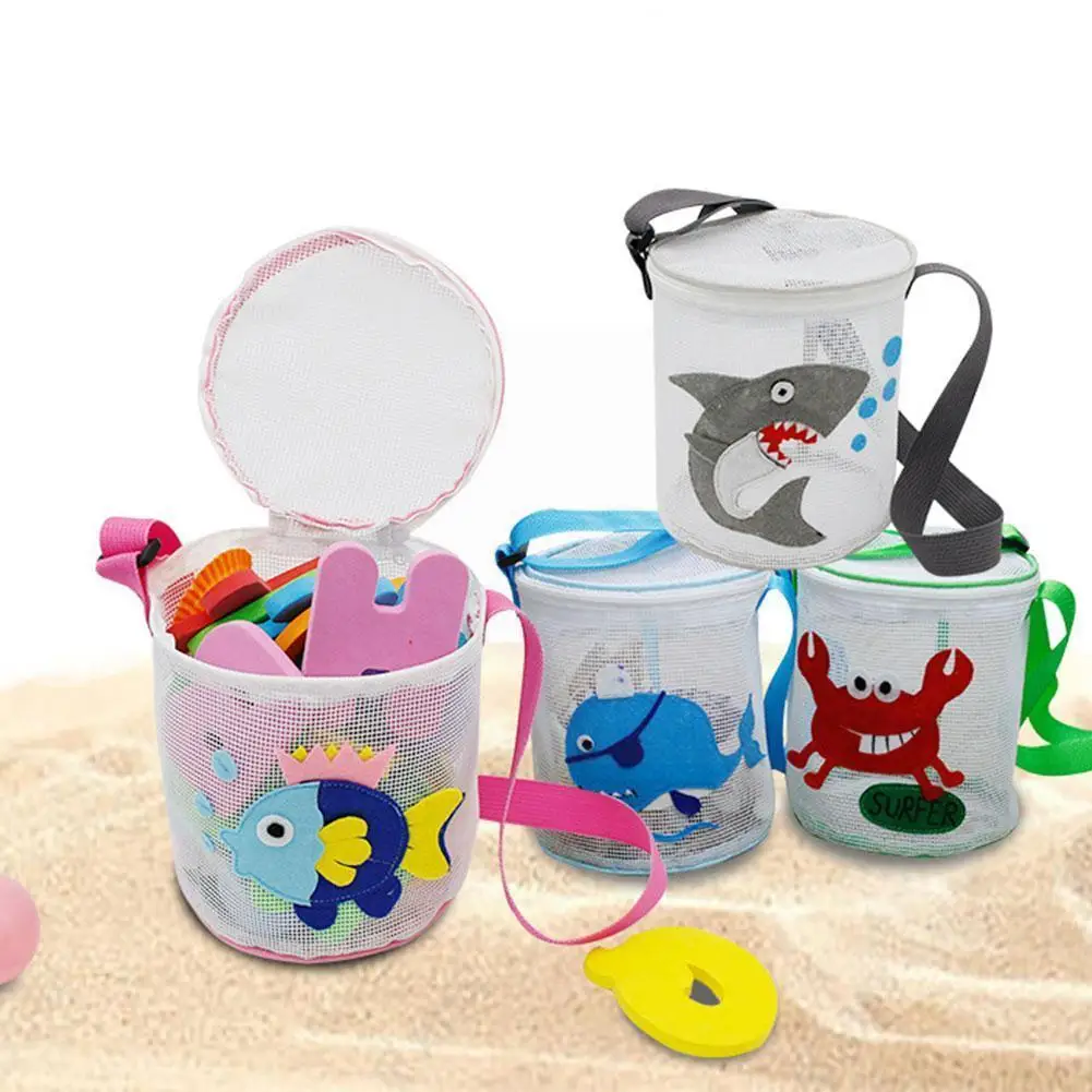 

Cute Beach Bag Toy Kids Cartoon Tote Pouch Storage Bag Swimming Zipper With Shoulder Organizer Beach Strap Outdoor Beach