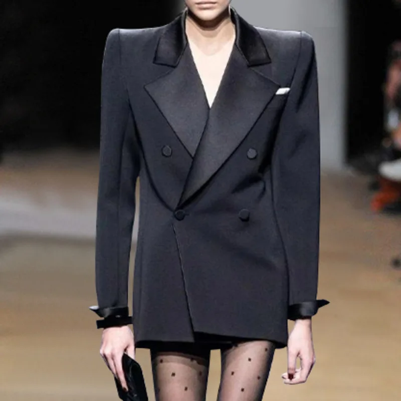 

2020 New Spring Autumn Fashion Streetwear Long Sleeve Turn-down Collar Temperament Black Slim Short Dress Women K030