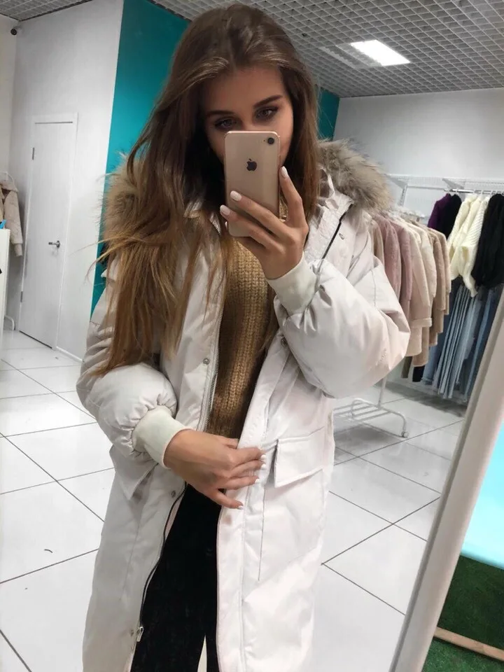 Весеннее Новое Стильное хлопковое пальто с большим меховым воротником AliExpress EBay