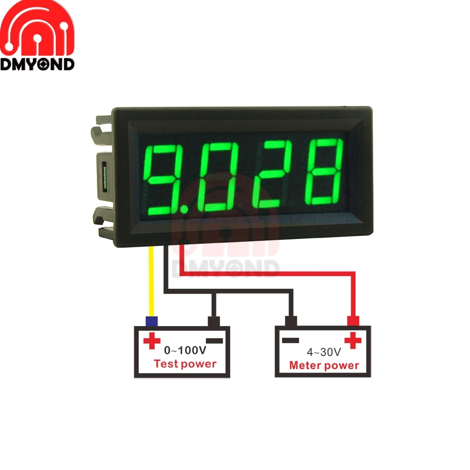0 56 &quotЗеленый светодиодный цифровой вольтметр измеритель напряжения для