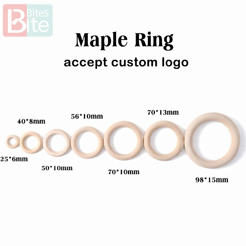 Укусы 100 шт 25 мм-70 мм деревянный прорезиненный кольцо DIY ремесла Детские кусачки