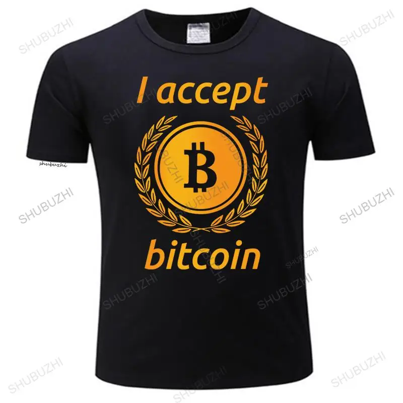 

Accept Bitcoin T Shirt Men 100% Cotton Print T-shirt Graphic Tshirt Short Sleeve BTC Cryptocurrency Crypto Blockchain Tee Top