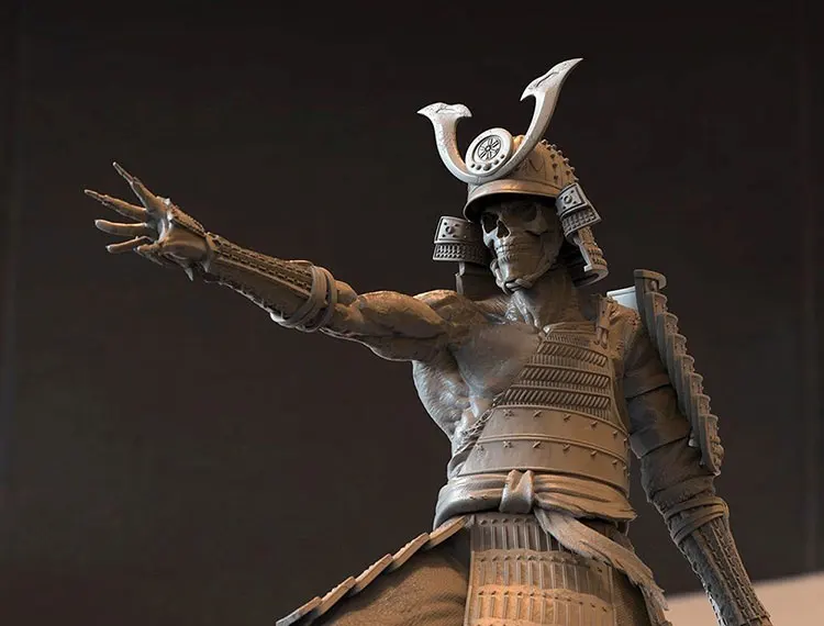 

1/24 75mm 1/18 100mm Resin Model Kits Skeleton Samurai Unpainted No Color RW-276