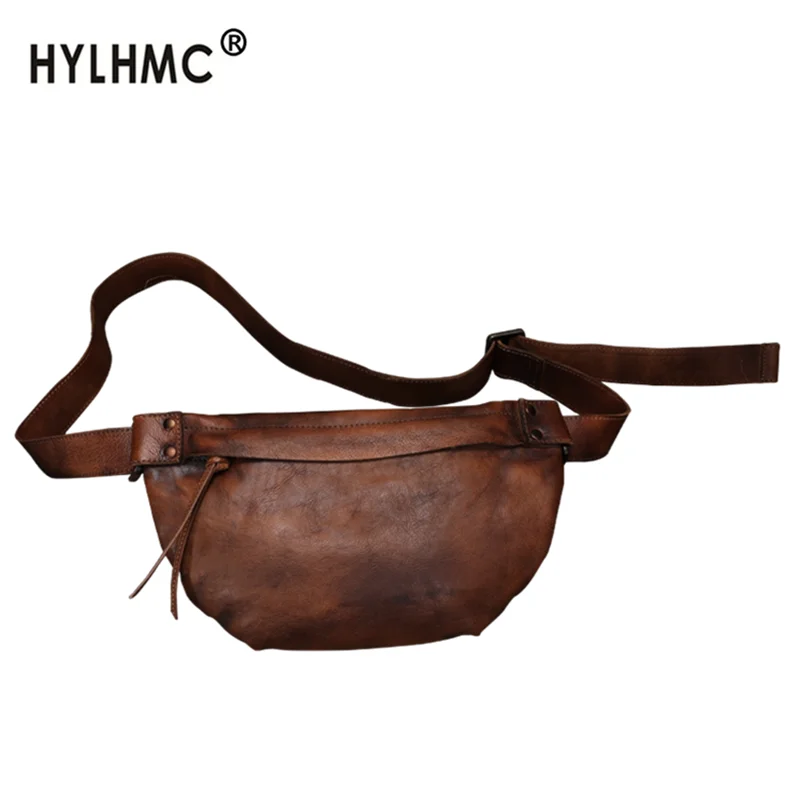 Винтажная художественная кожаная женская нагрудная сумка из воловьей кожи 2020