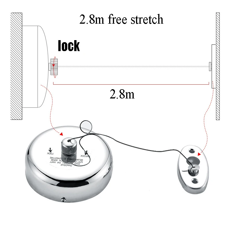 Не штамповка выдвижной бельевой веревки Крытый Открытый Прачечная вешалка