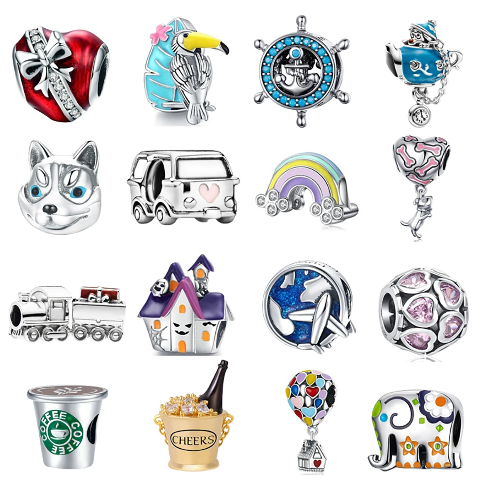 

New 2021 Silver 925 Cream Rainbow Apple Pizza Dangle Charms Beads Fit Original Pandora Bracelet DIY Pendants Jewelry For Women