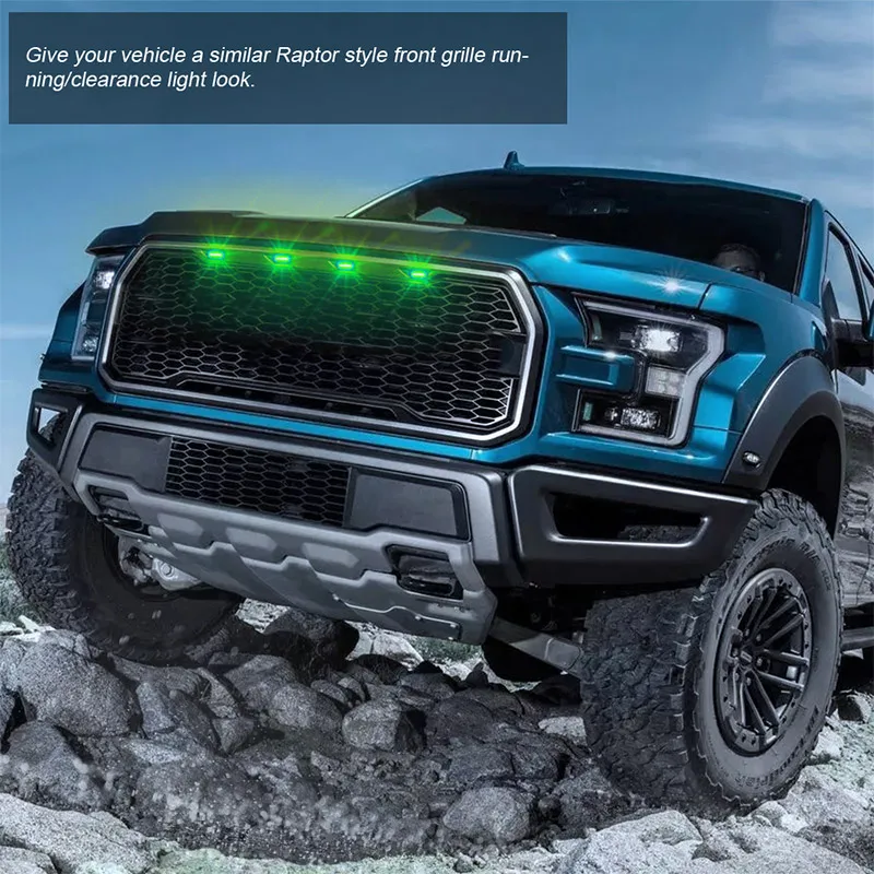 4pcs Smoked Front Grille LED Lights App control Lighting DRL RGB Fit For Ford F150 F250 F350 Raptor Toyota Tacoma - купить по