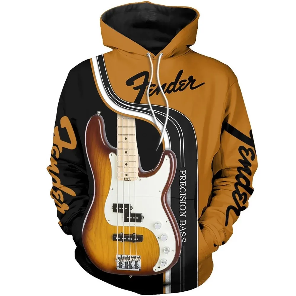 Women New fashion Harajuku sweatshirt beautiful electric guitar 3D full body print casual hoodies men and women hip-hop jacket