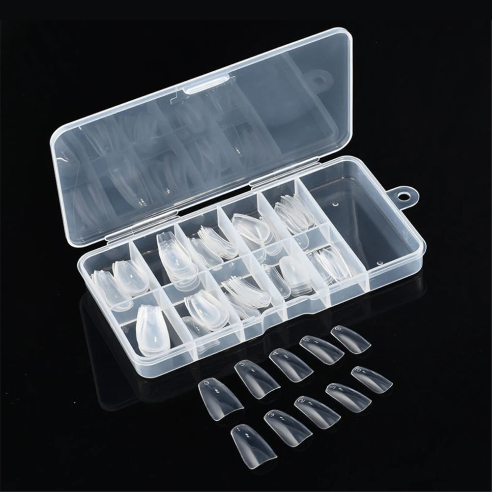 1 коробка прозрачные/натуральные накладные ногти балерины с длинным покрытием