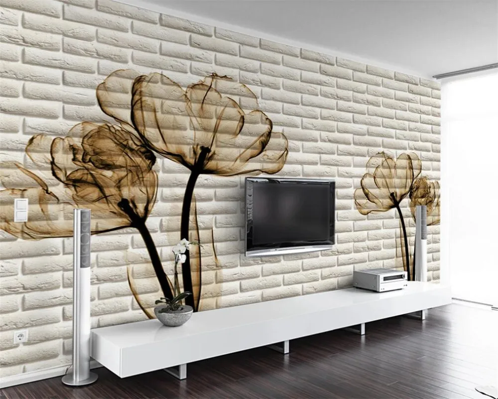 Настенные 3D-обои тюльпан на заказ кирпичная стена для спальни гостиной дивана