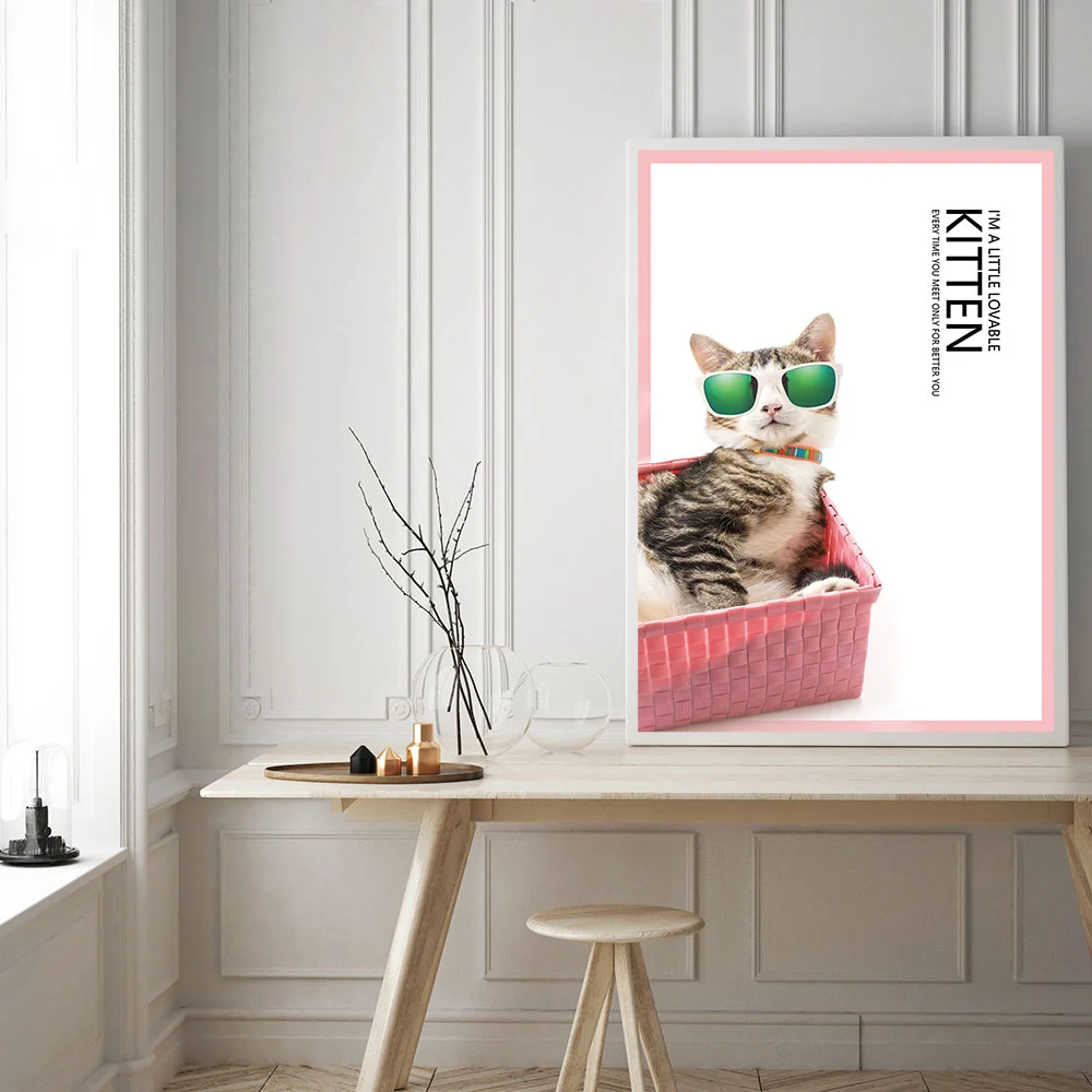 Настенная Картина на холсте HD принты картины Кот солнцезащитные очки Животные