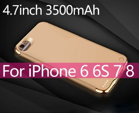Ультра тонкая батарея чехол для iPhone 6 6 S 7 8 3500/4000 мА/ч, Мощность банковская карта чехол внешнее резервное зарядное устройство чехол для iPhone 6 6s 7 8 plus - Цвет: 6 6s 7 8 Gold