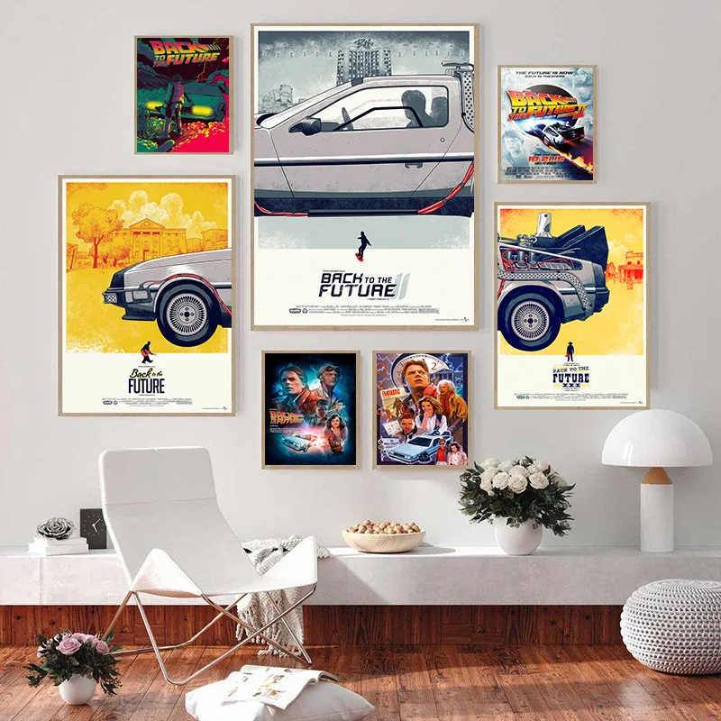 Крутой автомобиль Назад в будущее бумажные плакаты с белым покрытием и принты