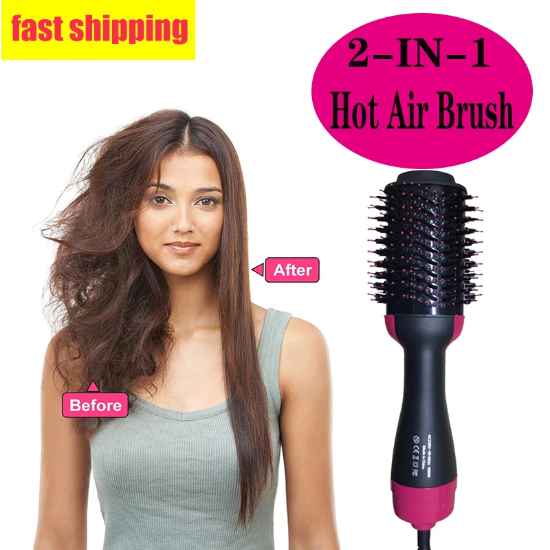

2021 2 in1 Hair Dryer Brush Hot Air Brush Hair Dryer Volumizer Multifunctional Negative Ions Hair Blow Dryer Straightener Brush